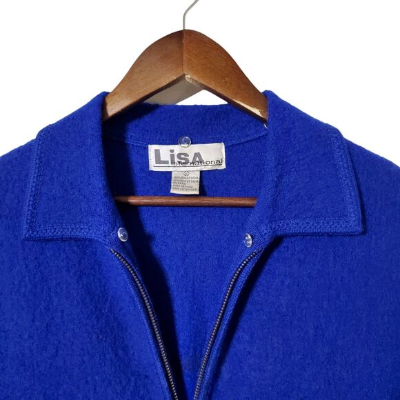 Lisa International Vest Size XL Giraffe Appliqué Safari Full Zip Wool Womens - Picture 5 of 10